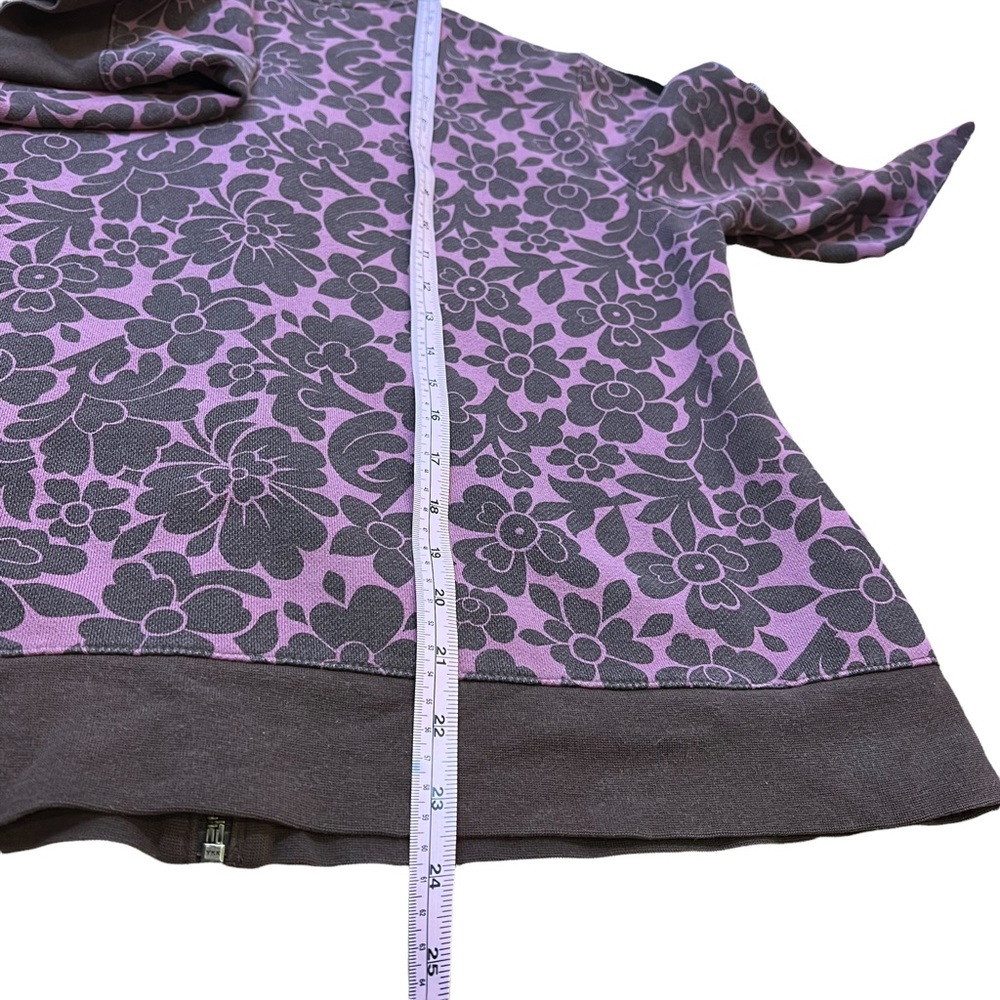 Boden Jacket Sz Large Zip Up Fabric Floral Pink Brown Center Pocket - Picture 5 of 8